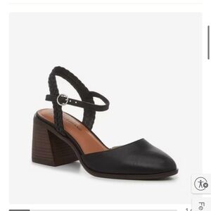 Lucky Brand Black Leather Block Heels